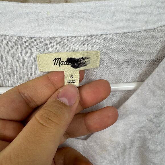 Madewell Eyelet White Relaxed V-Neck Tee Size Small - Picture 8 of 11
